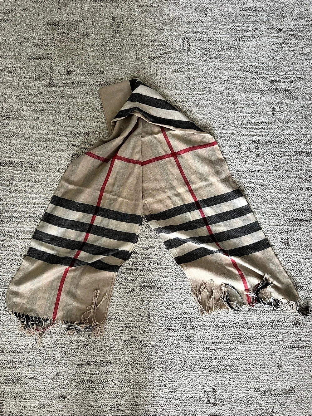 Plaid Scarf in Tan & Black